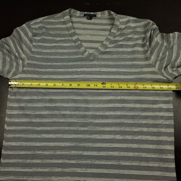 Theory Gaskell Womens L Shirt Pinnate Stripe Light Gray‎ Heather V-Neck - Picture 7 of 13